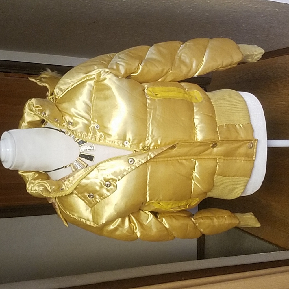 777 LUCKY GIRL GOLD PUFFY WINTER JACKET